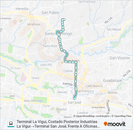 SAN JOSÉ - SANTO DOMINGO - LA VIGUI Bus Line Map