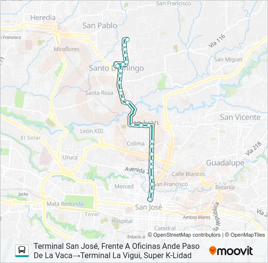 SAN JOSÉ - SANTO DOMINGO - LA VIGUI Bus Line Map