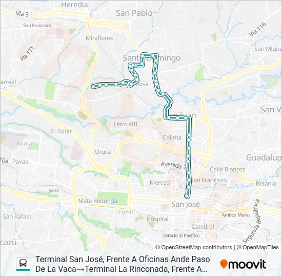 SAN JOSÉ - SANTO DOMINGO - SAN MARTÍN Bus Line Map