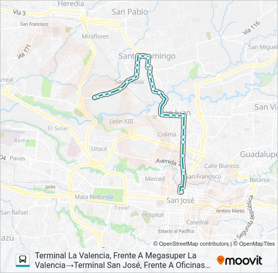 SAN JOSÉ - SANTO DOMINGO - SANTA ROSA - MEGASUPER Bus Line Map