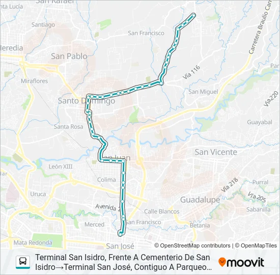 SAN JOSÉ - SANTO DOMINGO - BARRIO LOURDES - QUEBRADAS Bus Line Map