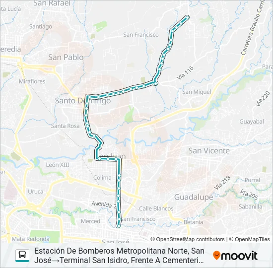 SAN JOSÉ - SANTO DOMINGO - BARRIO LOURDES - QUEBRADAS Bus Line Map