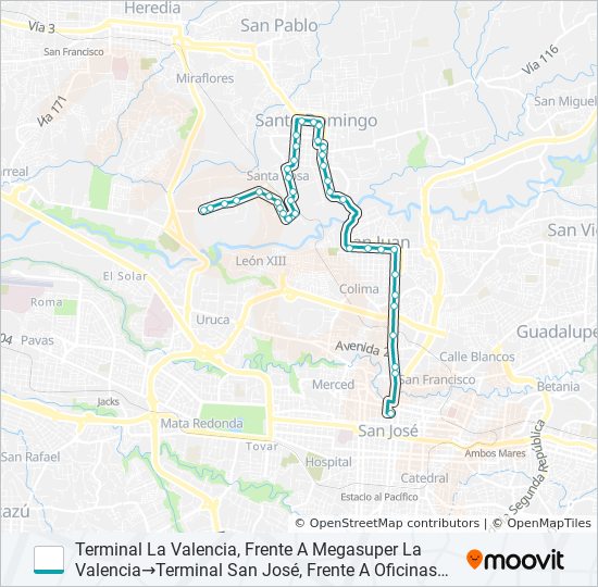 Mapa de SAN JOSÉ - SANTO DOMINGO - SANTA ROSA - MEGASUPER POR LA VICTORIA de autobús