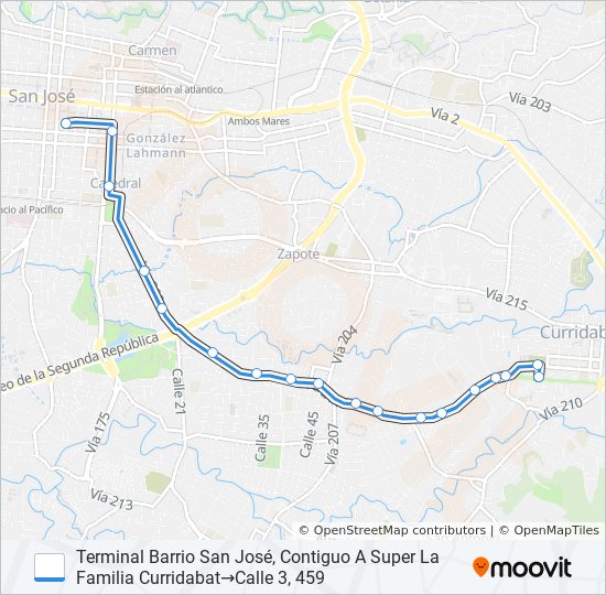 SAN JOSÉ - SAN FRANCISCO - BARRIO SAN JOSÉ bus Line Map