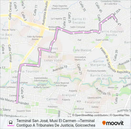 SAN JOSÉ - CALLE BLANCOS EXPRESO Bus Line Map
