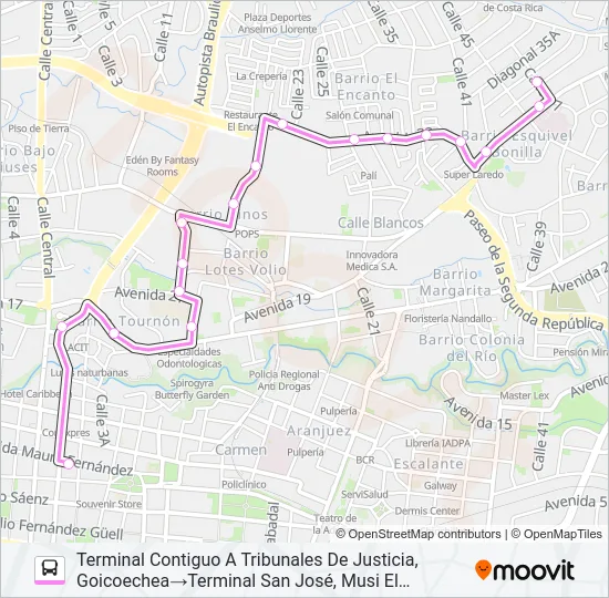 SAN JOSÉ - CALLE BLANCOS EXPRESO Bus Line Map