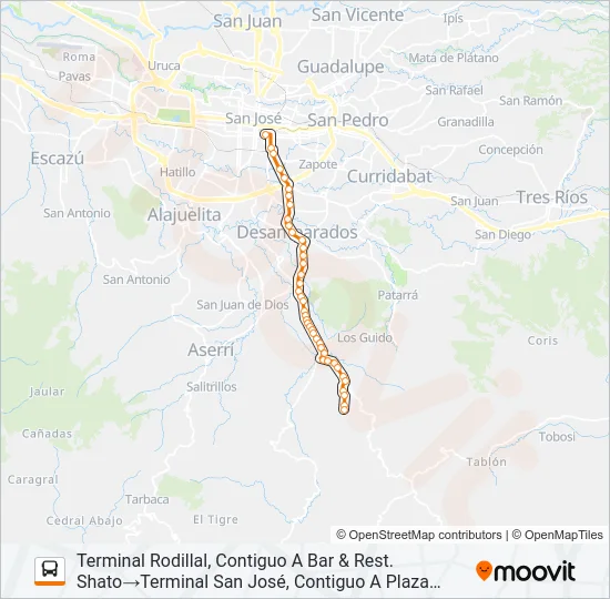SAN JOSE - HIGUITO - RODILLAL Bus Line Map