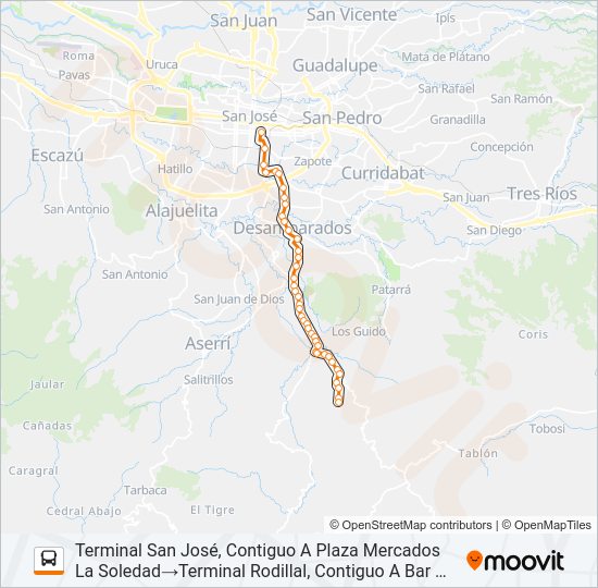 Mapa de SAN JOSE - HIGUITO - RODILLAL de autobús