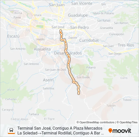 SAN JOSE - HIGUITO - RODILLAL Bus Line Map