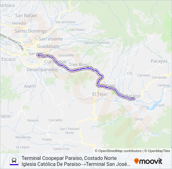SAN JOSÉ - PARAÍSO Bus Line Map