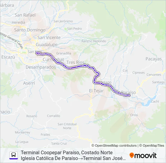SAN JOSÉ - PARAÍSO Bus Line Map