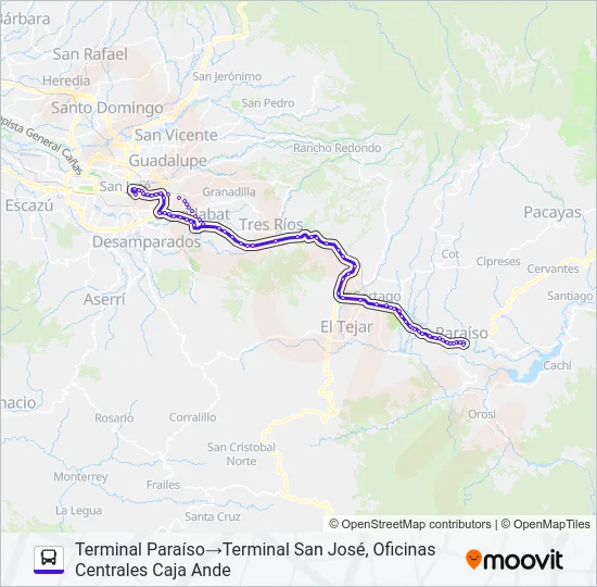 SAN JOSÉ - PARAÍSO Bus Line Map