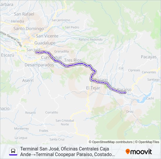 SAN JOSÉ - PARAÍSO Bus Line Map