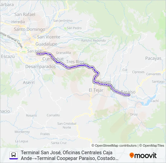 SAN JOSÉ - PARAÍSO Bus Line Map