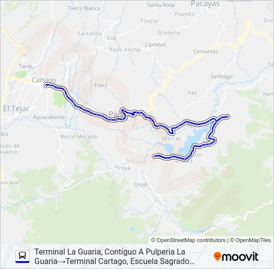 CARTAGO - CACHÍ Y RAMALES Bus Line Map