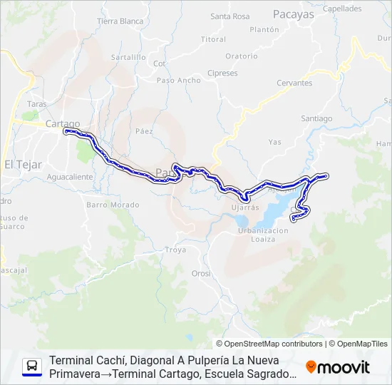CARTAGO - CACHÍ Y RAMALES Bus Line Map