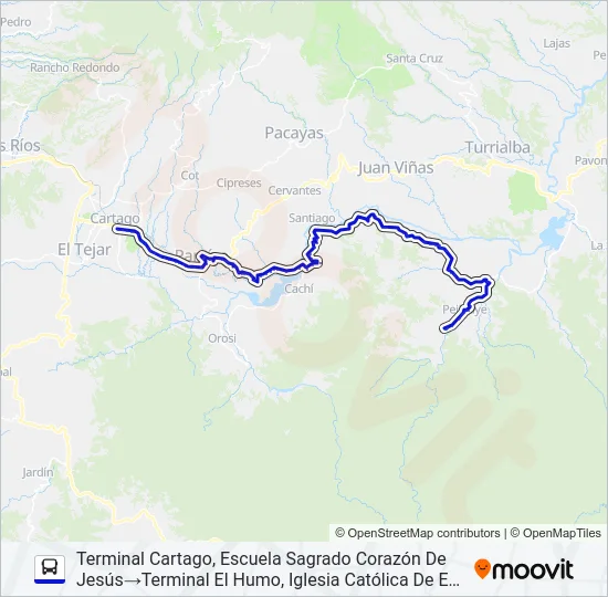 CARTAGO - TUCURRIQUE - EL HUMO Bus Line Map