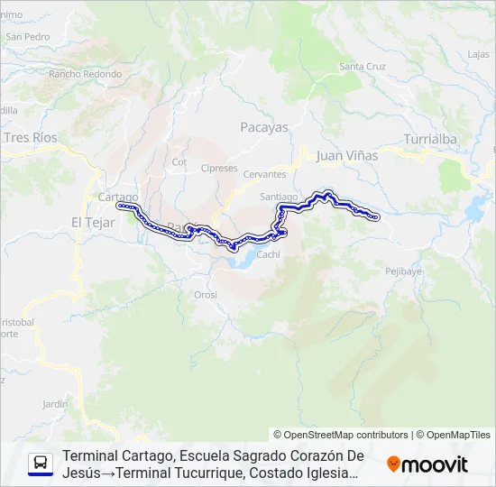 CARTAGO - TUCURRIQUE - EL HUMO Bus Line Map