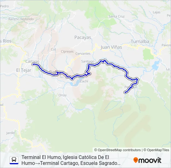 CARTAGO - TUCURRIQUE - EL HUMO Bus Line Map