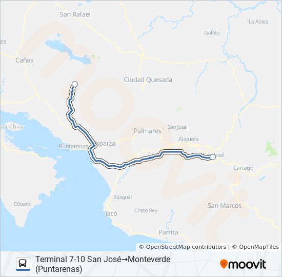 Gætte system Sovesal san jose monteverde Route: Schedules, Stops & Maps - Terminal 7-10 San José‎→Monteverde  (Puntarenas) (Updated)