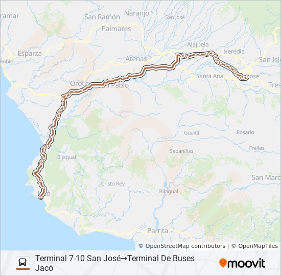 Glat lidelse hardware san josé jacó Route: Schedules, Stops & Maps - Terminal 7-10 San José‎→Terminal  De Buses Jacó (Updated)