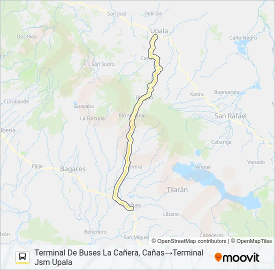 CAÑAS - UPALA Bus Line Map