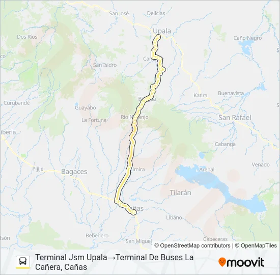 CAÑAS - UPALA Bus Line Map