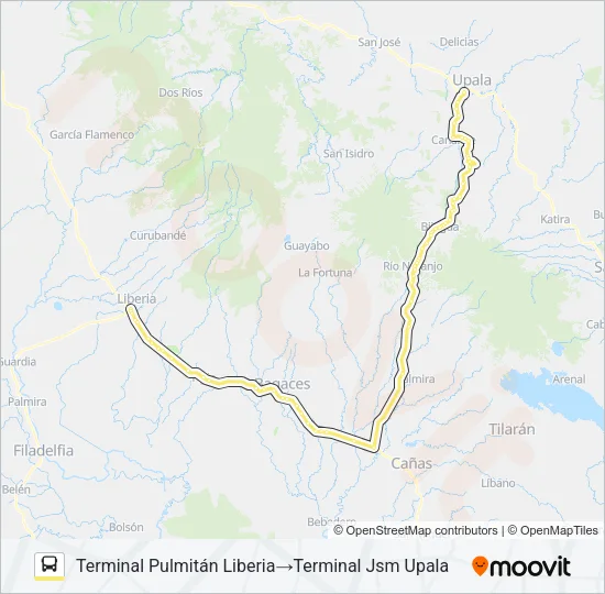 LIBERIA - UPALA Bus Line Map