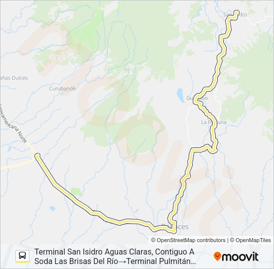 Mapa de LIBERIA - AGUAS CLARAS de autobús