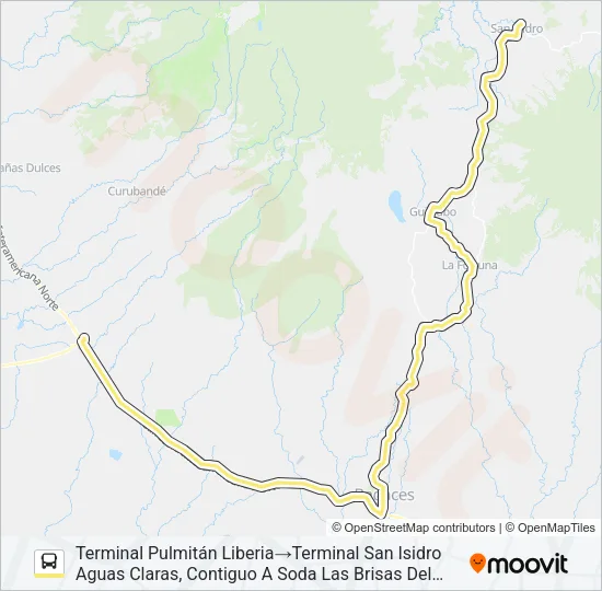 LIBERIA - AGUAS CLARAS Bus Line Map