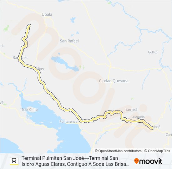 Mapa de SAN JOSÉ - AGUAS CLARAS de autobús