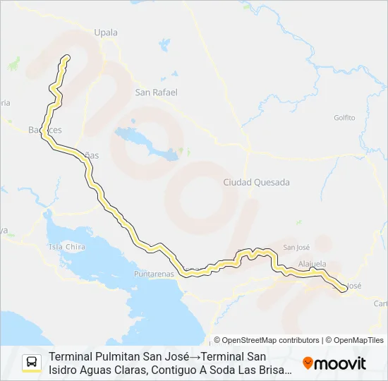 SAN JOSÉ - AGUAS CLARAS Bus Line Map