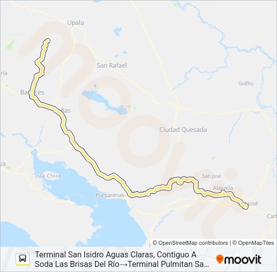 SAN JOSÉ - AGUAS CLARAS Bus Line Map