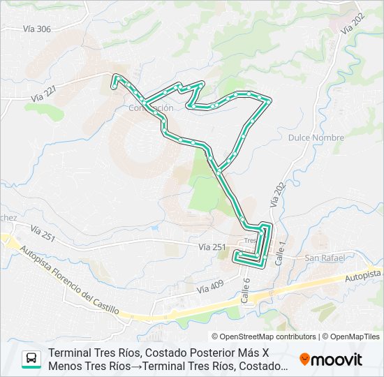 Mapa de PERIFÉRICA TRES RÍOS - SAN FRANCISCO de autobús