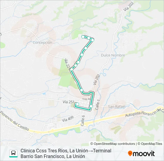 TRES RÍOS - SAN FRANCISCO BARRIO LOS ÁNGELES Bus Line Map
