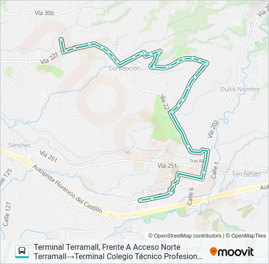 TRES RÍOS - SAN FRANCISCO BARRIO LOS ÁNGELES Bus Line Map