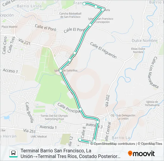 TRES RÍOS - SAN FRANCISCO BARRIO LOS ÁNGELES Bus Line Map
