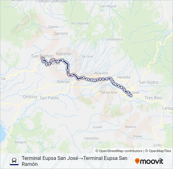 SAN JOSÉ - SAN RAMÓN DIRECTO Bus Line Map