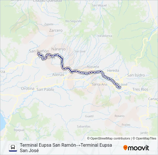SAN JOSÉ - SAN RAMÓN DIRECTO Bus Line Map