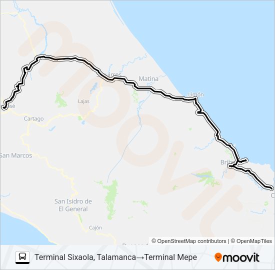 Mapa de SAN JOSÉ - SIXAOLA de autobús