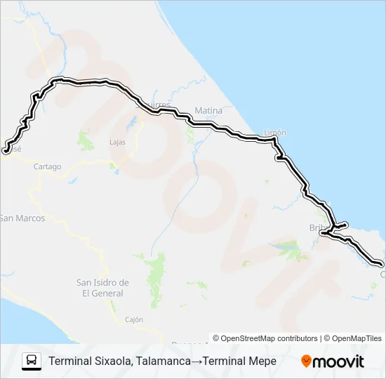 SAN JOSÉ - SIXAOLA Bus Line Map
