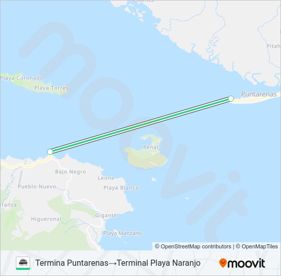 Mapa de PUNTARENAS - PLAYA NARANJO de ferry