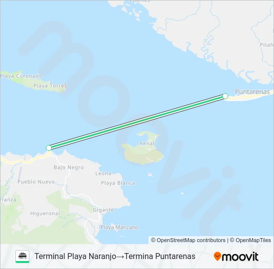 PUNTARENAS - PLAYA NARANJO Ferry Line Map