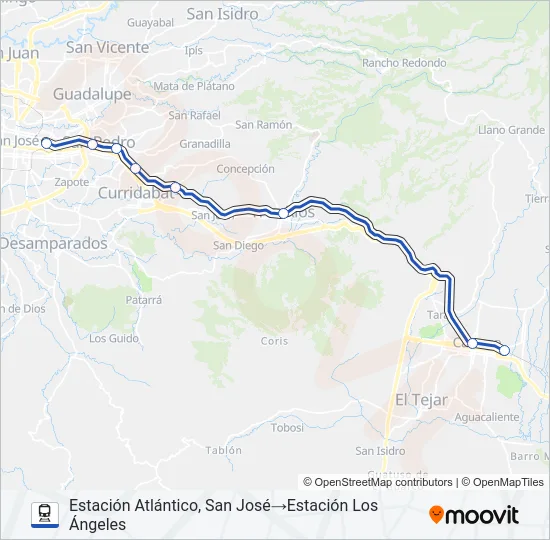 CARTAGO - SAN JOSÉ Train Line Map