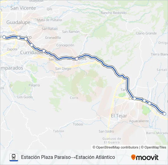 CARTAGO - SAN JOSÉ Train Line Map