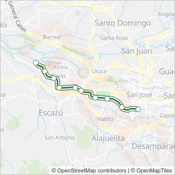 BELÉN - PAVAS - CURRIDABAT Train Line Map