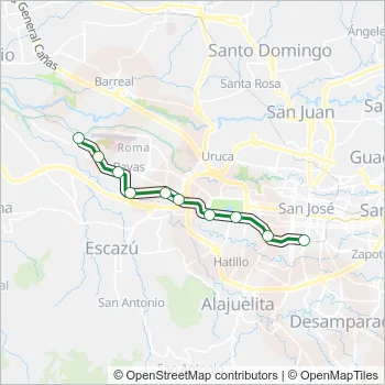 BELÉN - PAVAS - CURRIDABAT Train Line Map