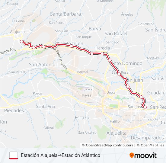 Ruta Alajuela Heredia San Jos Horarios Paradas Y Mapas Estaci n 