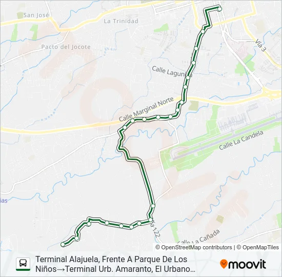 ALAJUELA - CALLE MONGE - SAN FRANCISCO - AMARANTO Bus Line Map