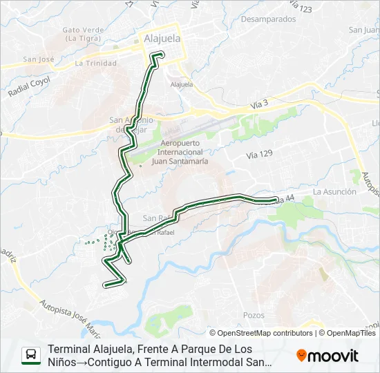 ALAJUELA - SAN RAFAEL - SAN ANTONIO DE BELÉN Y RAMALES Bus Line Map